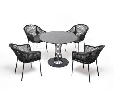 Круглый стол серый гранит lio-cl4t1-5-set d-gray